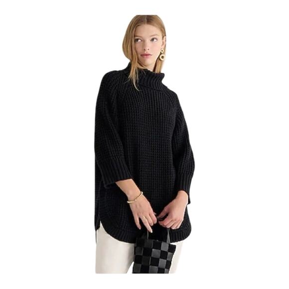 J. Crew Turtleneck Thick Knit Button Sleeve Sweater Poncho New With Tags - Picture 1 of 7